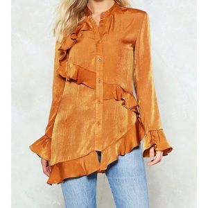 Ruffle satin shirt